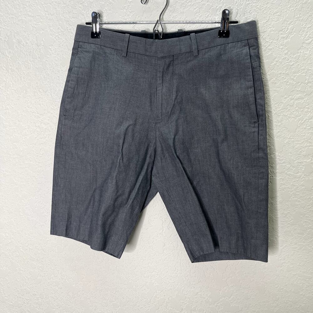 Theory Beck Hallstat Shorts Mens 30 Gray Stretch Cotton Chino Flat Front
